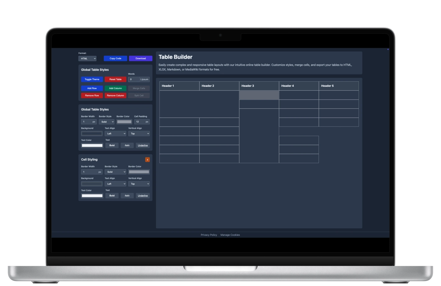 project table builder